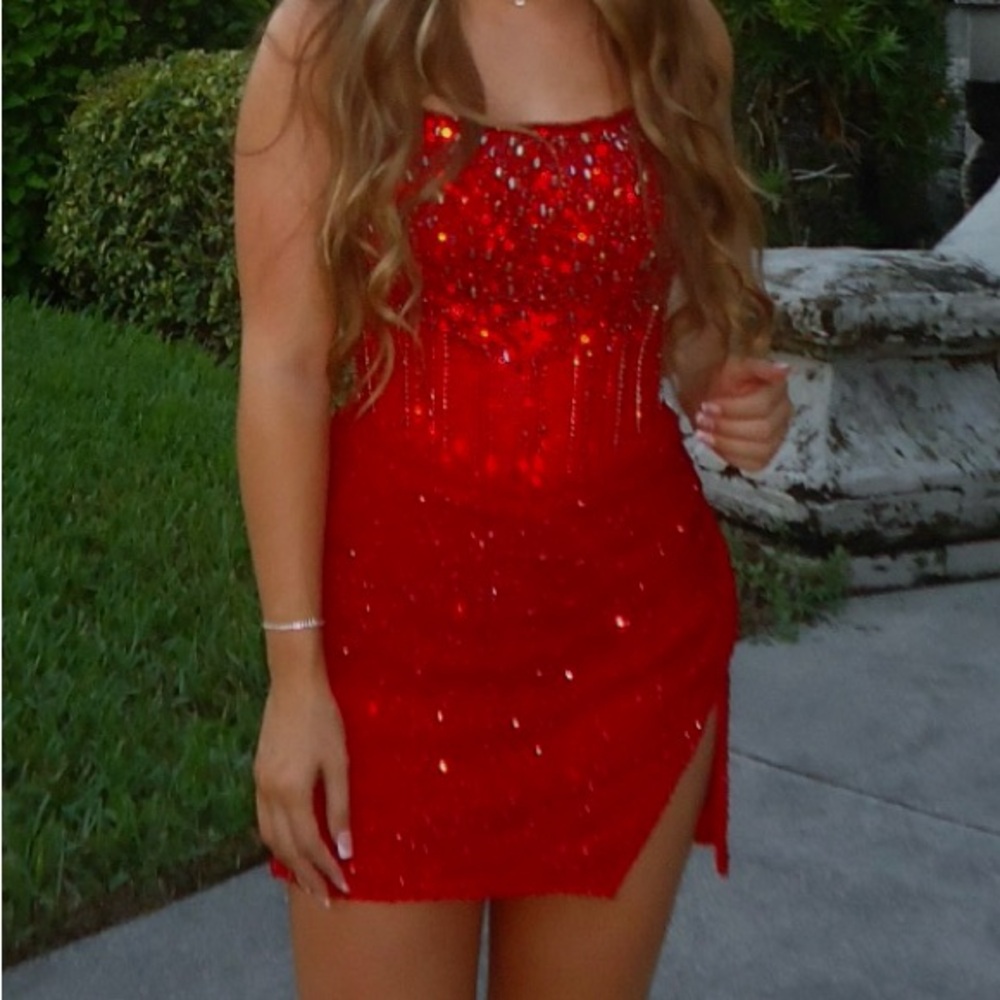 Ashley Lauren Ruby Strapless Homecoming Dress 4564 size 6